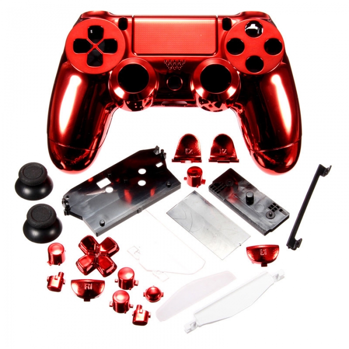 Комплект Корпус + Кнопки для Dualshock 4 Original Complete Chrome Red (Хромированный Красный) (ps4)