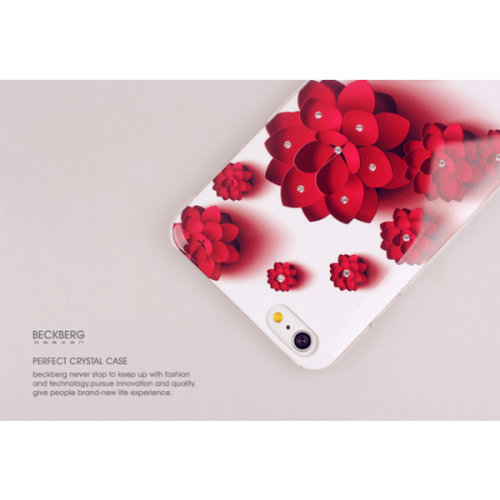 Пластиковый Чехол-накладка со стразами Beckberg для iPhone 6 Алый цветок