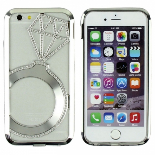 Металлический легкий бампер со стразами Crystal Light на iPhone 6 Серебро