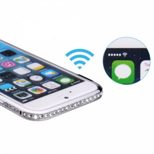 Металлический бампер со стразами Crystal на iPhone 6 Серебро