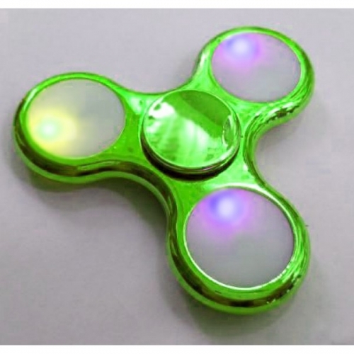 Spinner Спиннер крутилка треугольник глянцевый под металл с LED подсветкой (Зеленый)