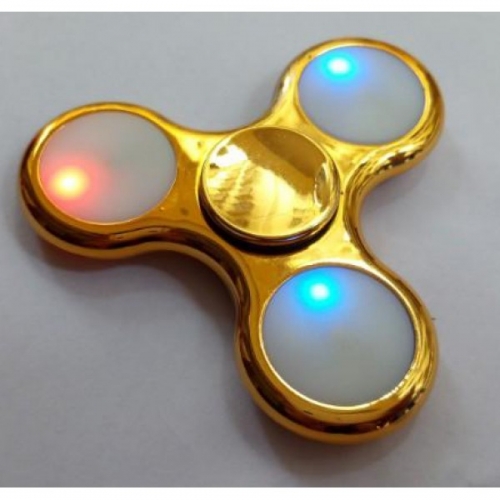 Spinner Спиннер крутилка треугольник глянцевый под металл с LED подсветкой (Золотой)