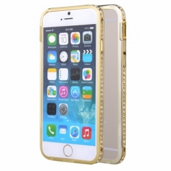 Металлический бампер со стразами Crystal на iPhone 6 Золото