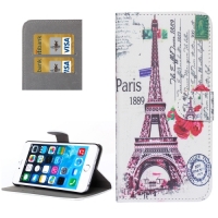 Чехол-книжка из натуральной кожи Париж II с отделами дкред. карт для iPhone 6 Белый