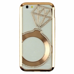 Металлический бампер Crystal Ring (Кольцо) со стразами на iPhone 6 Бронза