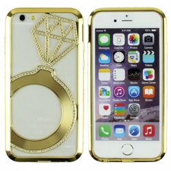 Металлический бампер Crystal Ring (Кольцо) со стразами на iPhone 6 Золото